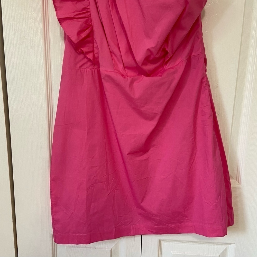 Billy J NWT Gracen Pink Ruffle One Shoulder Mini Dress Size 10 - Picture 5 of 10